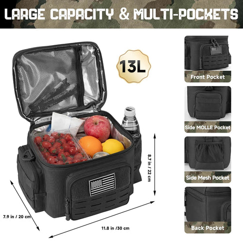 13L (3.4 Gal) Tactical Insulated Cooler Bag – Heavy-Duty Picnic Lunch Backpack for Camping & Outdoor